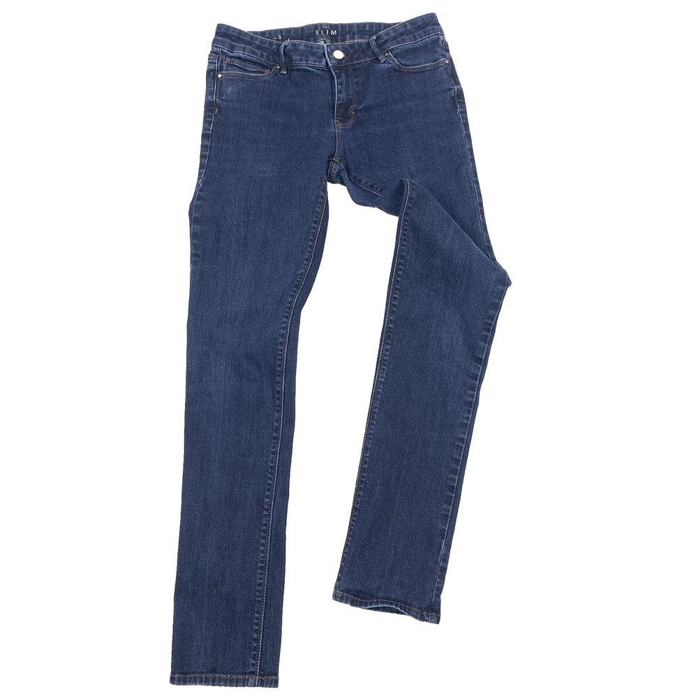 White House Black Market Denim Jeans Women's Sz 4 The Slim Stretch 5 Pockets Zip